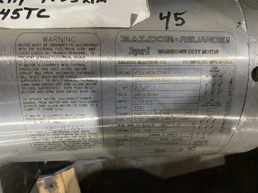 2 HP 1755 RPM Baldor, Frame 145TC 208-230/460 Volts - Image 2