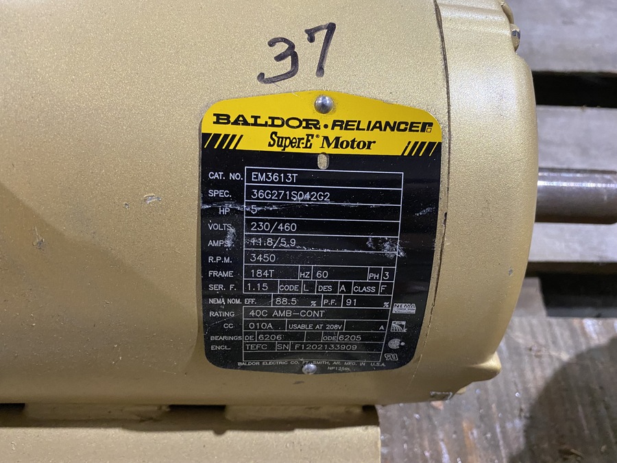 5 HP 3450 RPM Baldor, Frame 184T 230/460 Volts - Image 2