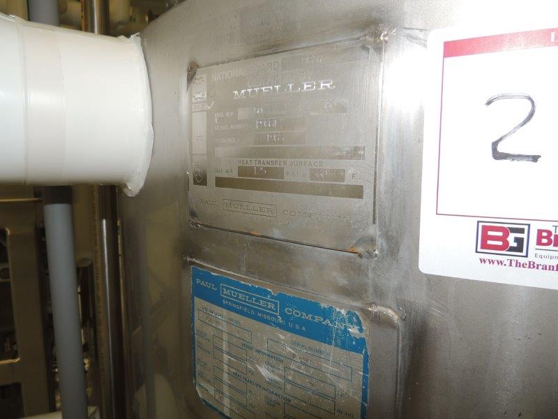 180 gallon Mueller, 750 liter 316L Stainless Steel jacketed pressure vessel, 50/125 psi, 1983 - Image 2