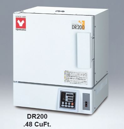 9.8" width x 8.6" H x 9.8" D Yamato #DR200, high temperature convection oven, +300 to +700°C, 115/220 V. - Image 1