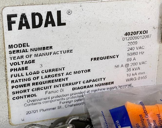 Fadal, Mag #VMC4020, vertical machining center, Fanuc 0i, 40" X, 20" Y, 20" Z, 10000 RPM, 21 automatic tool - Image 7