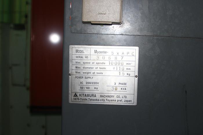 Kitamura #MyCenter-5X-APC, CNC vertical machining center, 30 automatic tool changer, 44" X, 22" Y, 22" Z - Image 10