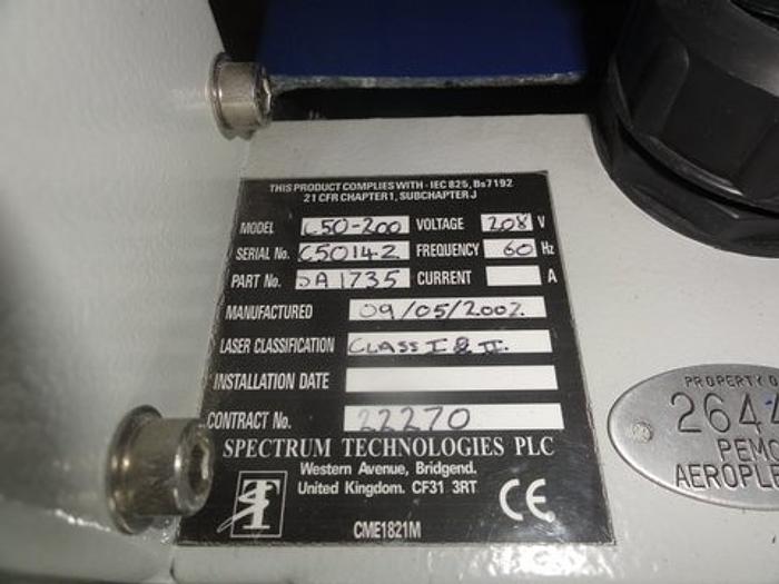 Spectrum Tech Tech #C50-200, ultra violet laser, 2002 - Image 3