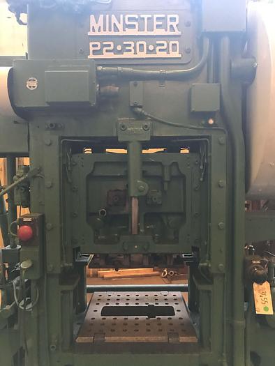 30 Ton, Minster #P2-30-20, 150-300 SPM, 1.5" stroke, 15" shut height, air clutch & brake, 1970 - Image 3