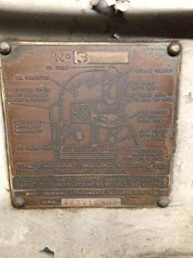 Cincinnati #3, vertical mill, S/N 4A3V1K-92, 1941 - Image 4