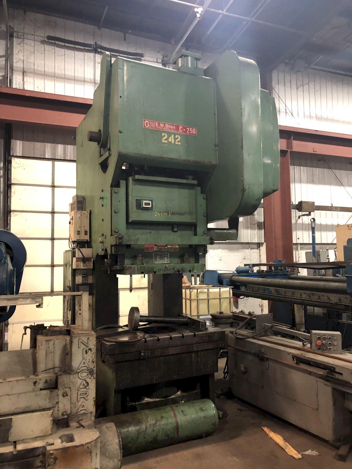 250 Ton, Bliss #C250, gap frame press, 12" stroke, 24" Shut Height, 4.5" adjustment, air clutch & brake, 35 - Image 1