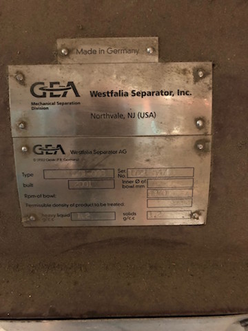 GEA Westfalia #TC-100-01-506, Disc Centrifuges, Stainless Steel, liquid to liquid separator, 2001 - Image 2
