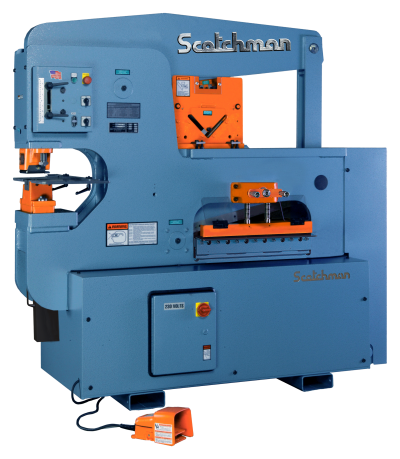 6" x 6" x 1/2" Scotchman #12012-24M, hydraulic ironworker, 120 ton, 12" throat, punch jog Control electric - Image 1