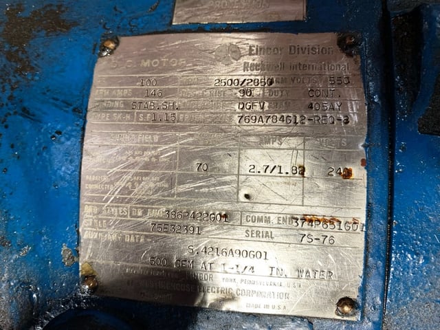 100 HP 2500 RPM Westinghouse, Frame 405AY, Drip-Proof Ball Bearing, 550 VA, 240 VF - Image 3