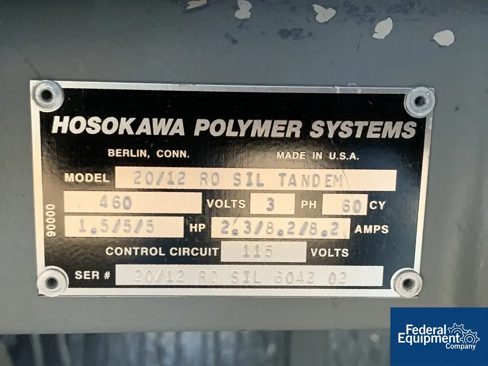 8" x 5" Hosokawa #20/12RO SIL Tandem, Polymer Systems Rotoplex granulator, twin mounted 20/12 RO units, 5 hp - Image 2