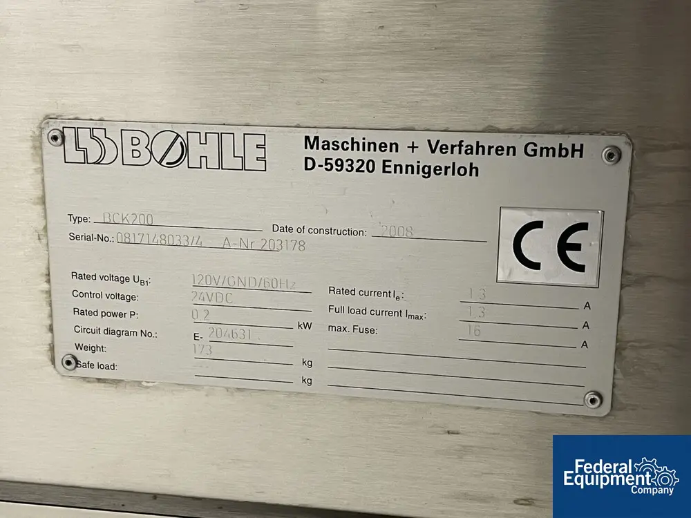 Bohle, bin stand, type BCK200, 48" x 48" footprint bins, Stainless Steel, 8" pneumatic butterfly valve, 120 - Image 2