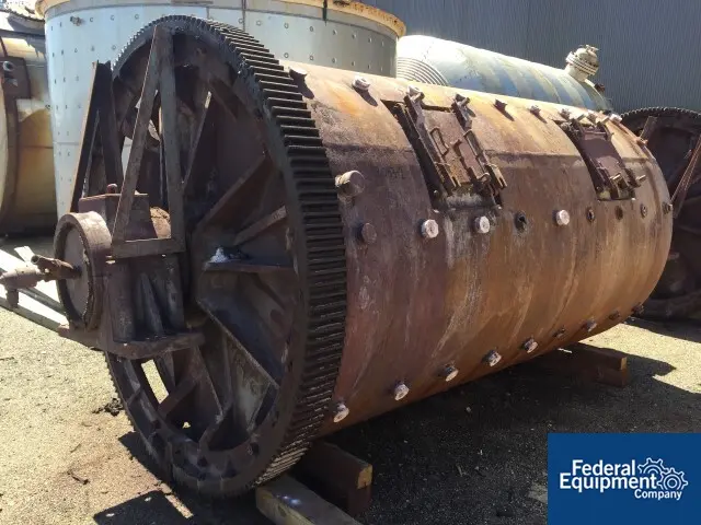 6' x 8' Paul O. Abbe, ball mill, jacketed, gear & pinion driven, 100 motor drive, on stands - Image 1