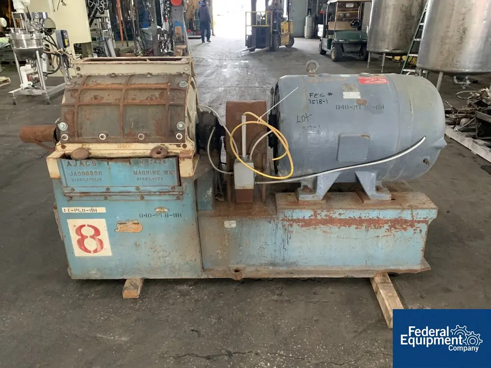 Jacobson #AJAC, size 2424 hammermill, Carbon Steel, direct couple 125 HP motor, on base - Image 1