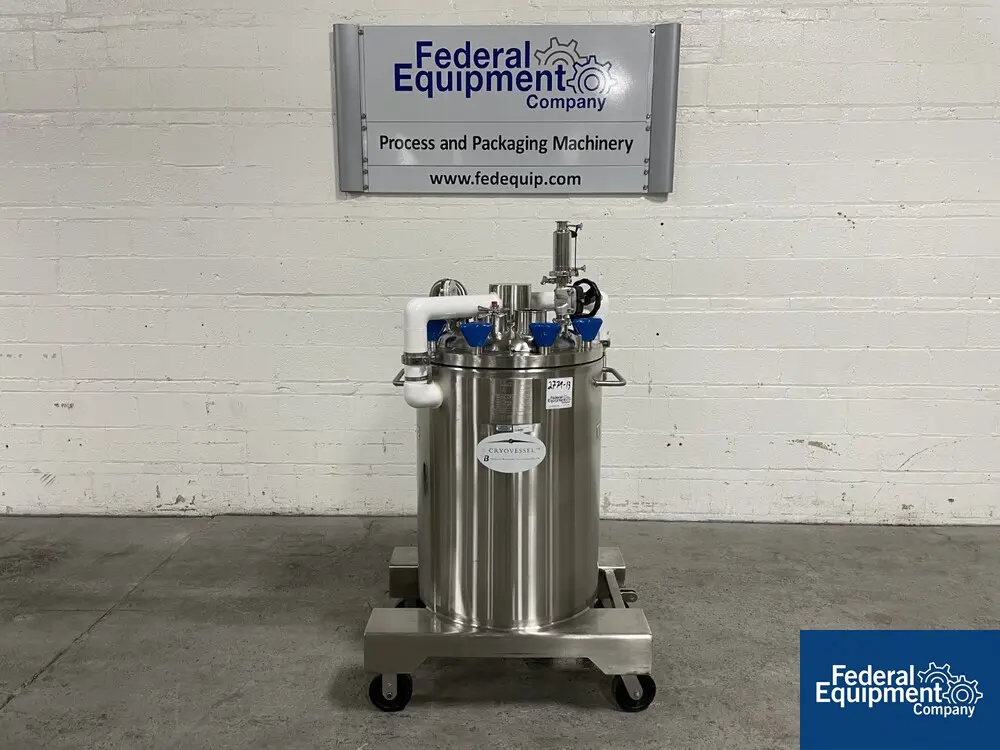 50/65 psi, ITT, Integrated Biosystems Cryovessel, 125 liter, 316L Stainless Steel, 20" x 30", 50/65# psi at - Image 1