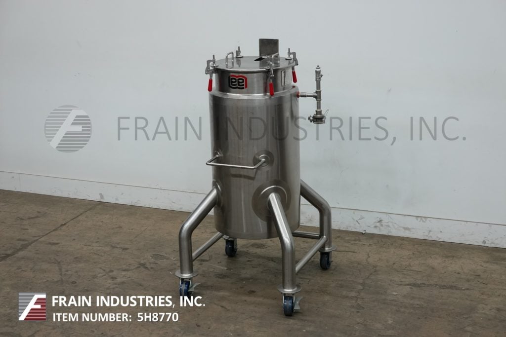 55 gallon Lee #55DP, 316 Stainless Steel jacketed mixing tank, 100 psi, 20" ID x 40" straight side, flat top - Image 1