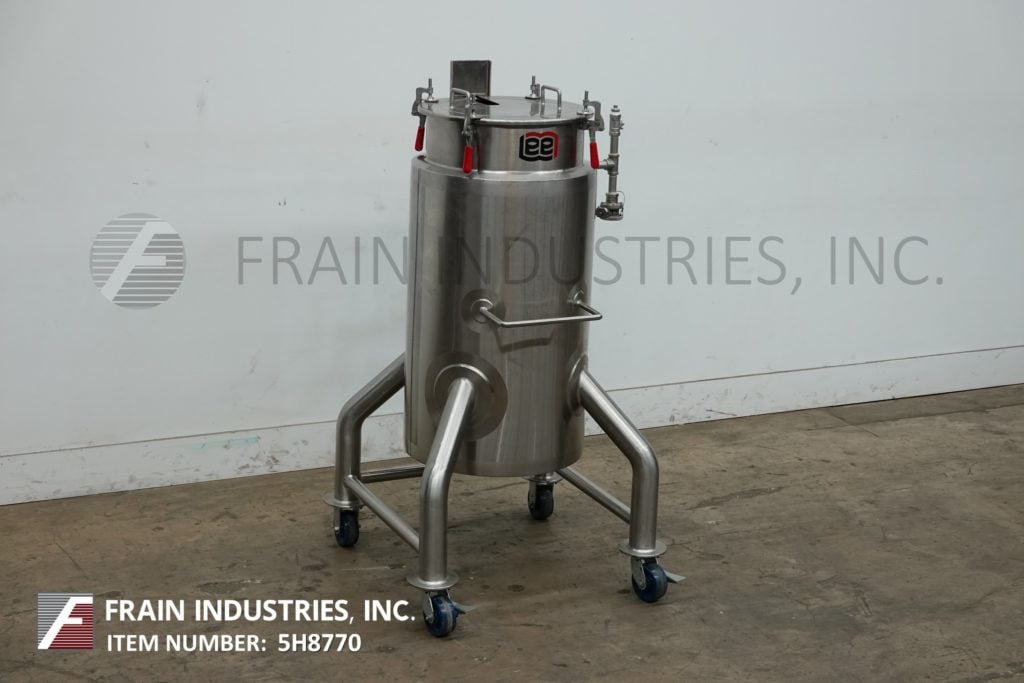 55 gallon Lee #55DP, 316 Stainless Steel jacketed mixing tank, 100 psi, 20" ID x 40" straight side, flat top - Image 5