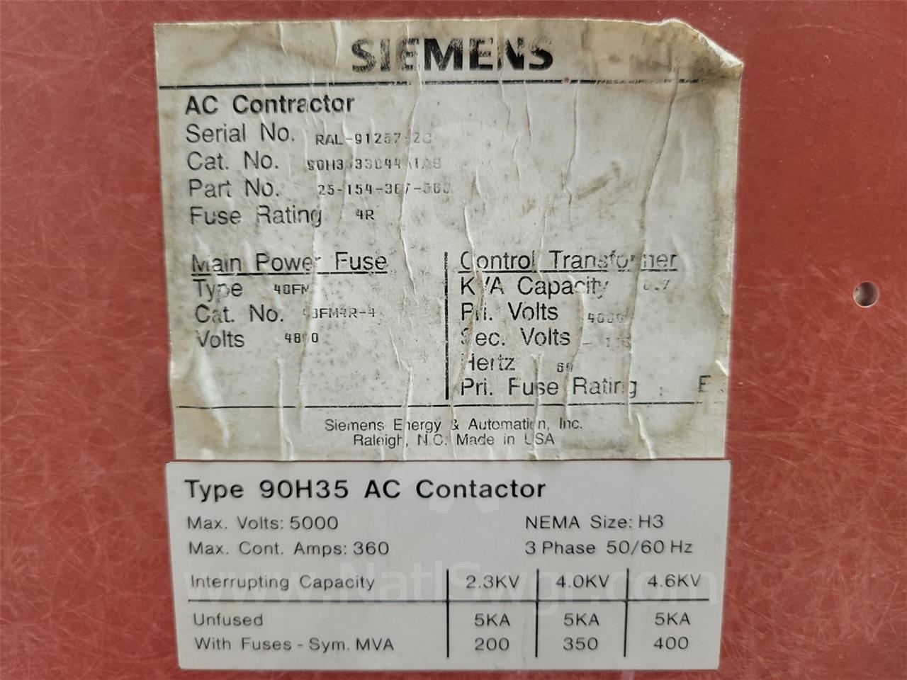 360 Amps Sa 90h35 AC Vacuum Contactor 5 KV Parts Unit, For 81000 Series - Image 8