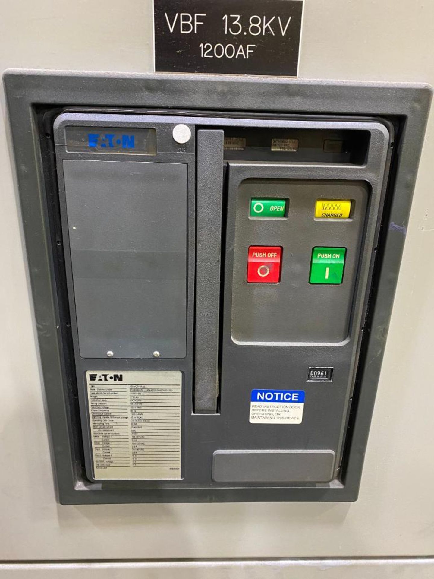 2500 HP, Dynomometer motor test stand AC/DC, Eaton high voltage output circuit breaker, 1200 amp capacity - Image 7