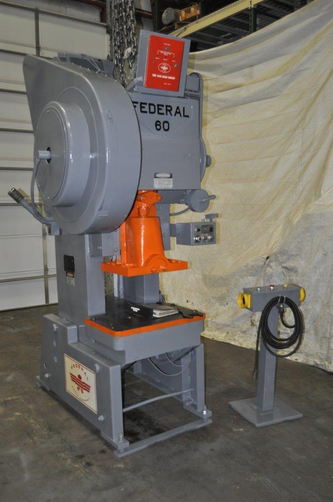 60 Ton, Federal #60, 4" stroke, 13" Shut Height, 2.5" adj., 32" x 21" bed, 120 SPM, air clutch & brake, 1982 - Image 1