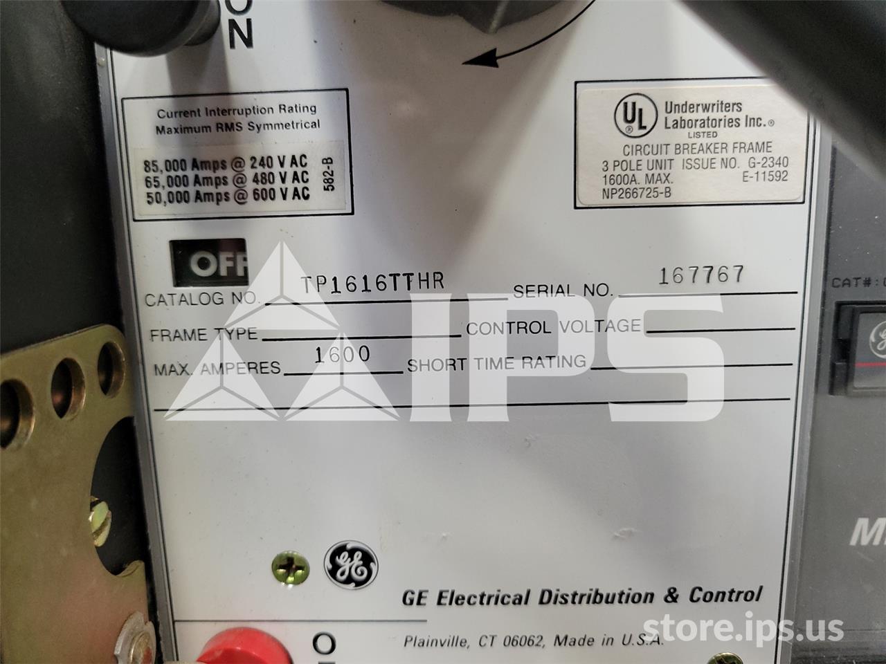 1600 Amps GE Tp Power Break Mo/bi (tp1616) Mvt Pm Lshg, 1600 Amps Ct, 1200 Amps Rp - Image 5