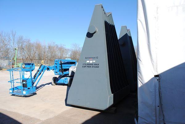 385 Ton, Steam turbine rotor stands, 143" floor to V, 155" OAH, 385 ton combined capacity - Image 10