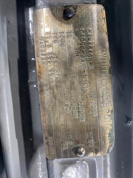 40            1200        Whiting Corp.,Frame 365TX, TENV, 3 ph, 460 Volts - Image 3