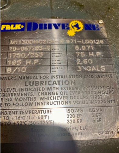 173 HP, Falk #M1130DHC2A, gear reducer, 6.97 ratio, unused - Image 1