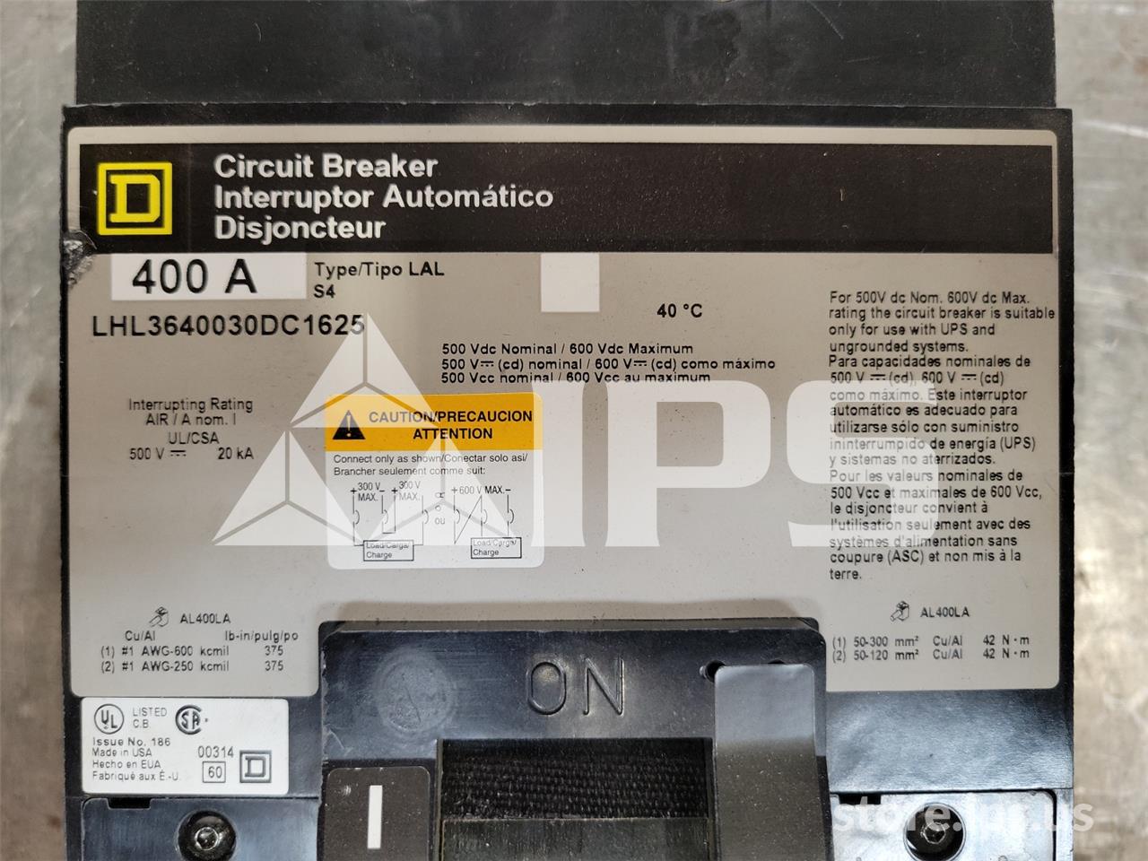Square D Lhl Mccb 24 Volts DC Uv, 1000-2000 Amps Instantaneous - Image 5