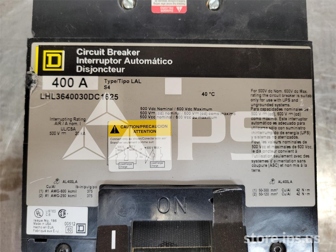 Square D Lhl Mccb 24 Volts DC Uv, 1000-2000 Amps Instantaneous - Image 5
