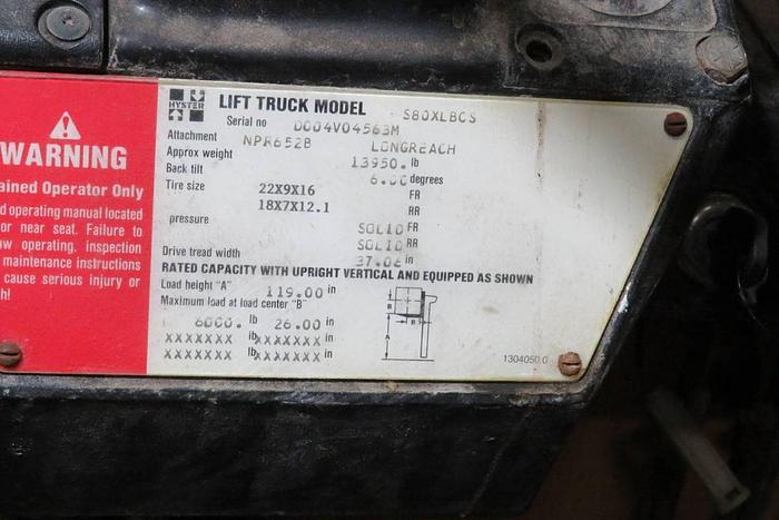 8000 lb. Hyster #S80XLBCS, propane forklift, 42" forks, 10932" lift height, 2 stage mast - Image 6