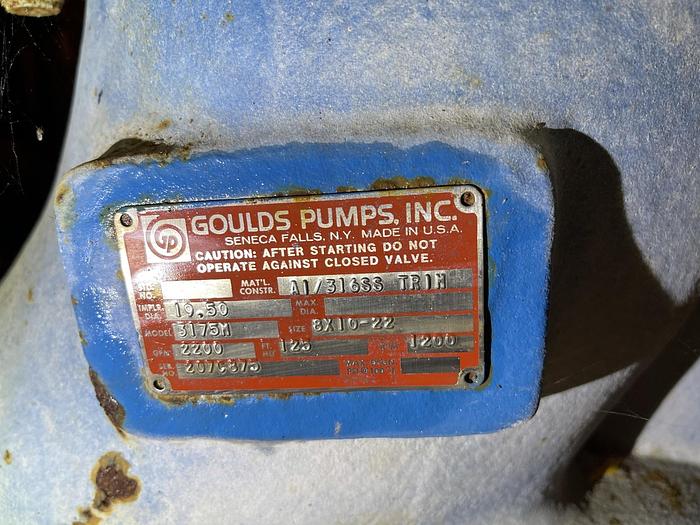 Goulds #3175H, Uniflow cleaner feed centrifugal pump, 316 Stainless Steel, 8x10-22, 150 HP - Image 5