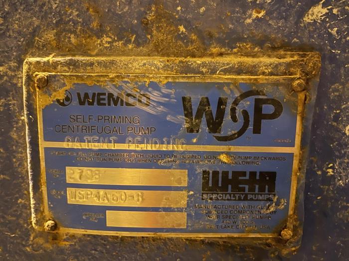 75 GPM, Wemco #WSP4A60-B, E 3x11-5 Torque-flow centrifugal pump, 7.5 HP - Image 2