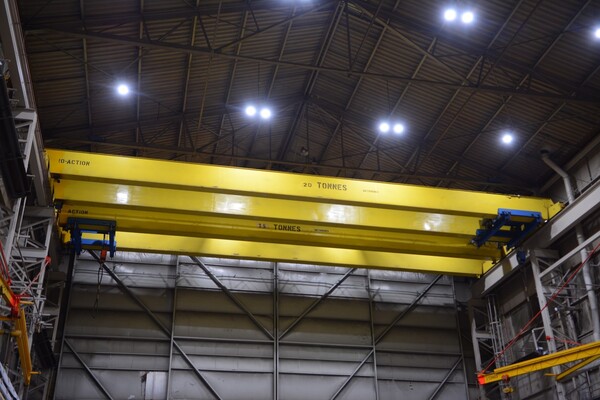 20 Ton, Pro-Action, 81' span, Demag under running hoist, wireless remote, 2 available #2052 - Image 1