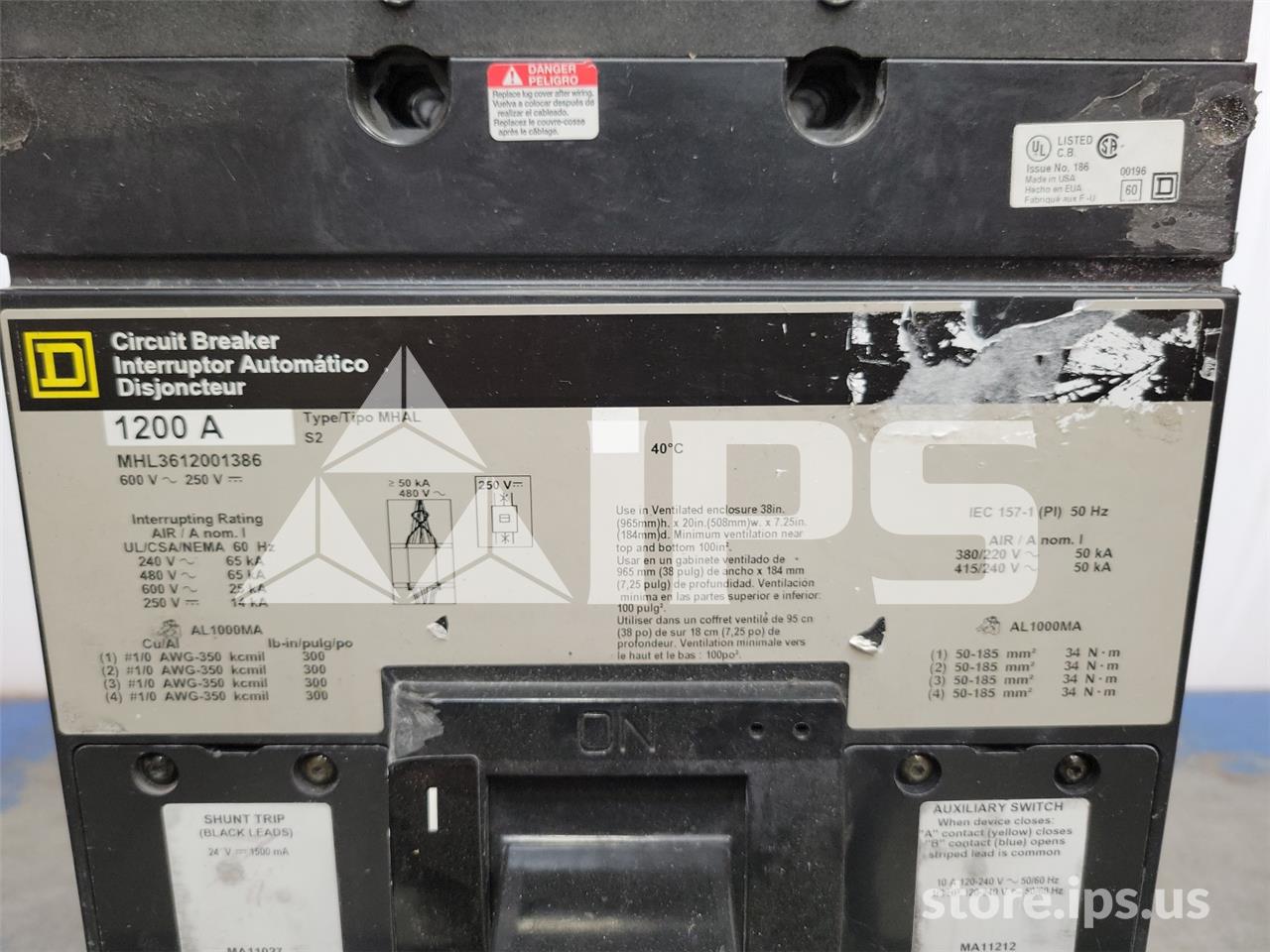 Square D Ma Type Mhal High Interrupt Mccb 24 Volts DC Shunt Trip, 1200at - Image 5
