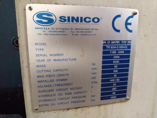 2.55" Sinico Sin-0-Matic #TOP2000, CNC cutting machine, twin spindle, 2004 - Image 3