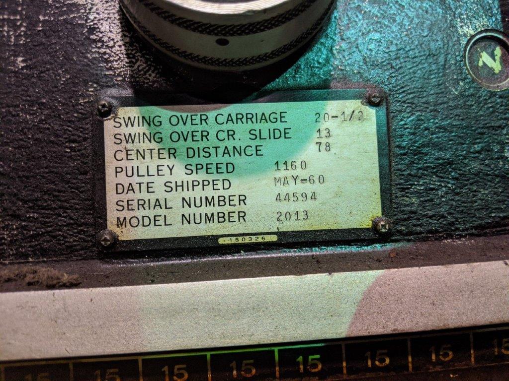 20" x 78" Lodge & Shipley #Powerturn-2013, 3-jaw 12" chk,hard ways,threading dial, #5MT, 24-1740 RPM - Image 7