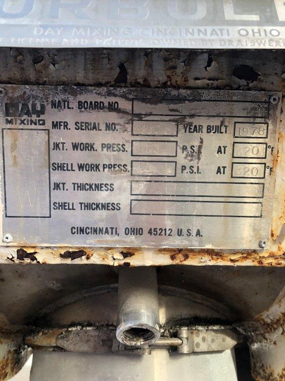 J.h. Day, 90 liter Stainless Steel jacketed turbulent mixer, 7 HP, center bottom discharge - Image 8