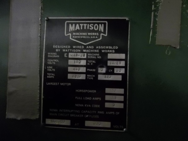 24" x 72" Mattison, surface grinder, 20 HP, 460 V., 3 phase 60 hz - Image 3