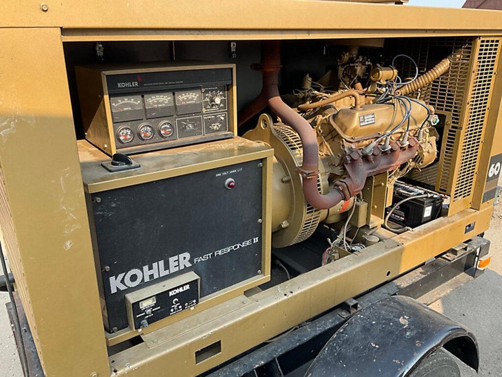 60 KW Kohler #60RZ251, Fast Response-II Portable Generator, 240 Volts, 78 hours, 180 Amp, 608 RPM, gas, 1989 - Image 5