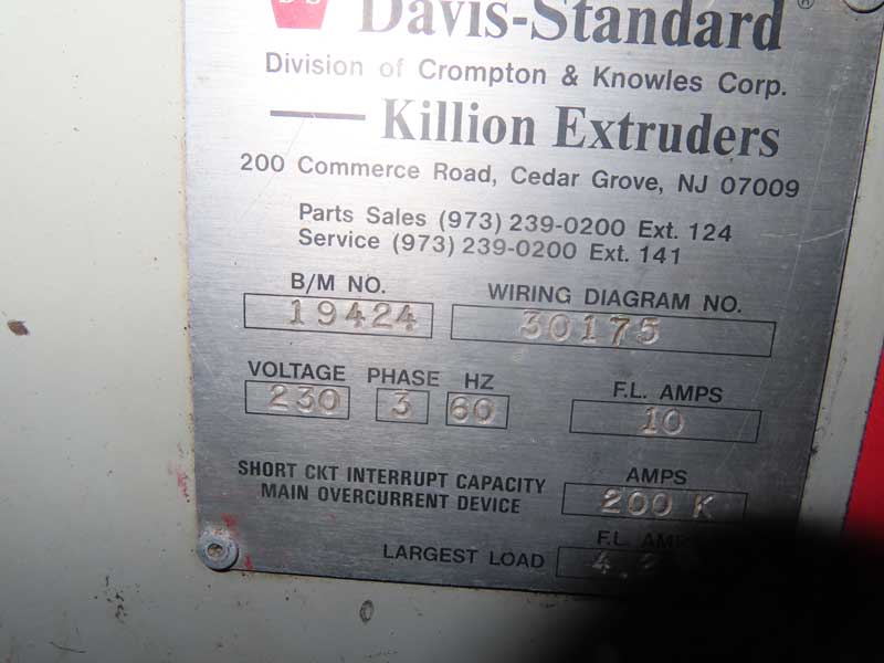 1/4" Davis Standard Killion tubing extrusion line, 24:1 L/D, 3 zone electrically heated - Image 3