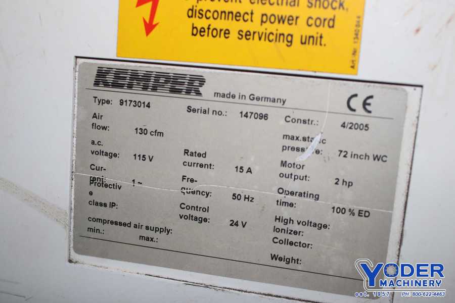 Smoke Eater, Kemper #9173014 Mini Weld Master, 130 cfm, 2-1/2" hose diameter, 2 HP, 2005, #74695 - Image 4