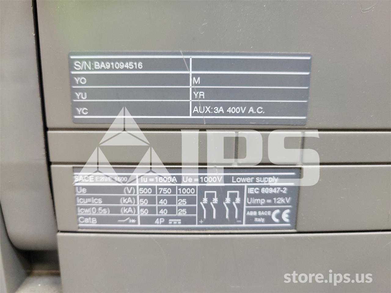 1600 Amps ABB Sace Emax DC E2n/e Four Pole Eo/bi 125 Volts DC Control, Pr123/dc Lsig, 1600 Amps Ct, 1600 Amps - Image 5