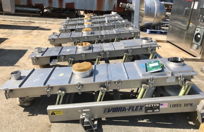 18" wide x 7' long, Meyer #VF11-18-6, vibrating conveyor/feeders, 3/4 HP, Stainless Steel (6 available) - Image 1