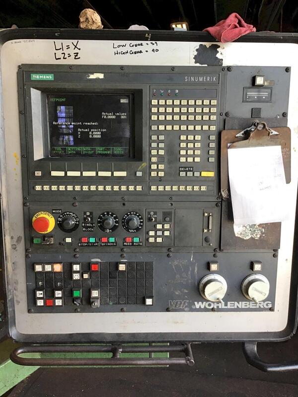 Wohlenberg #PT1-1250II, CNC lathe, Sinumerik 820T, 2-Axis, 51" x 209", 35.43" swing over cross slide, 1996 - Image 4