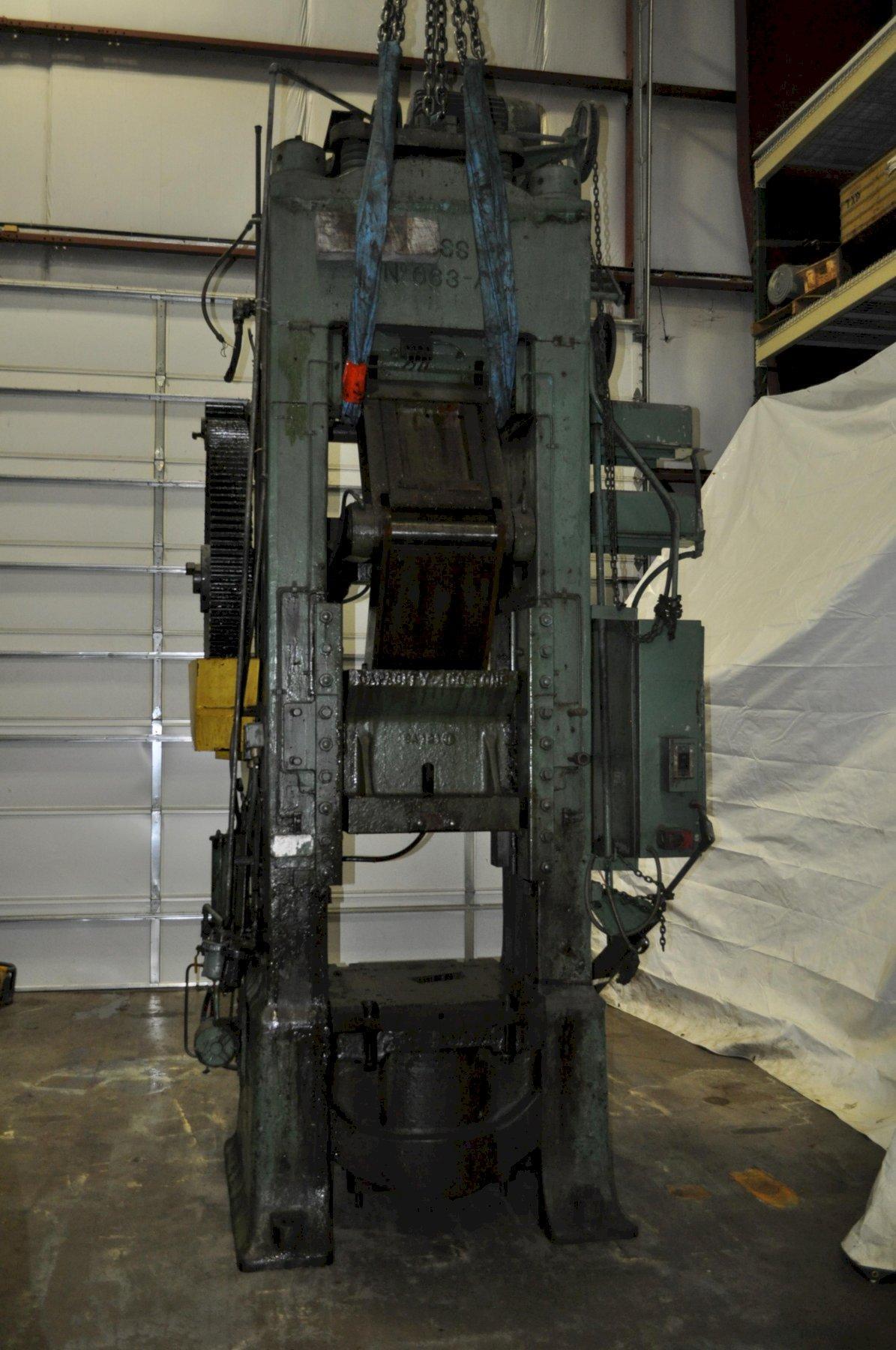 400 Ton, Bliss #663-A, knuckle joint press, 10" stroke, 19.5" Shut Height,.5" adj., 18 SPM, 30.5" x30.5" bed - Image 1