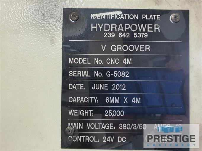 HydraPower CNC 4M V Groover, 0.223" x157", Siemens CNC Control, 47" sheet width, Pneumatic Clamping, 2012 - Image 9