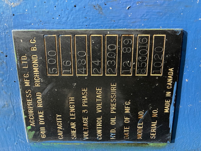 1/2" x 16' Accurshear #850016, 48" programmable Back Gauge w/ LED display, 7-30 SPM, 25 holddowns, 12' - Image 8