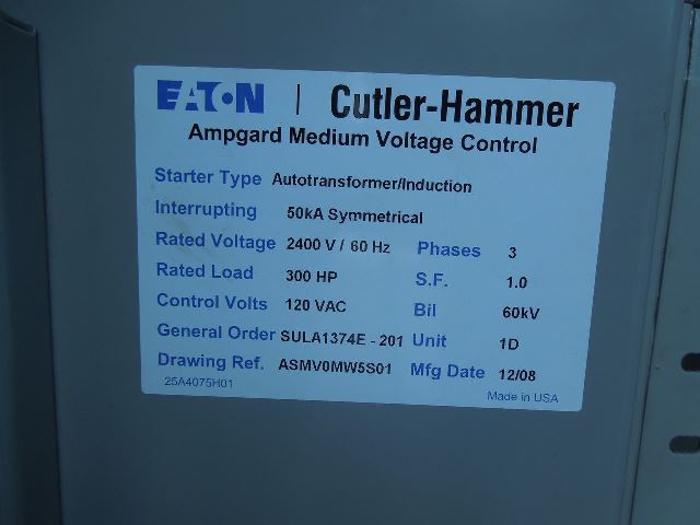 300 HP Cutler-Hammer, MVS-67, Ampgard Medium Voltage Motor Control, 2400 Volts - Image 2