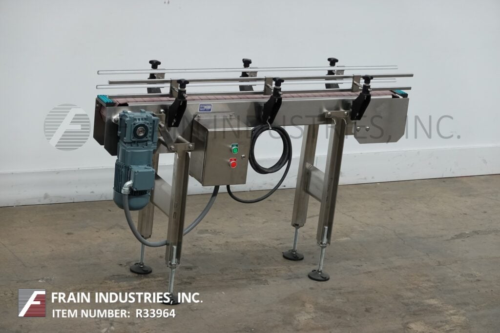 4-1/2" wide x 4.8' long, BMI / Benda, table top conveyor belt, mounted on 4 leg Stainless Steel frame - Image 1