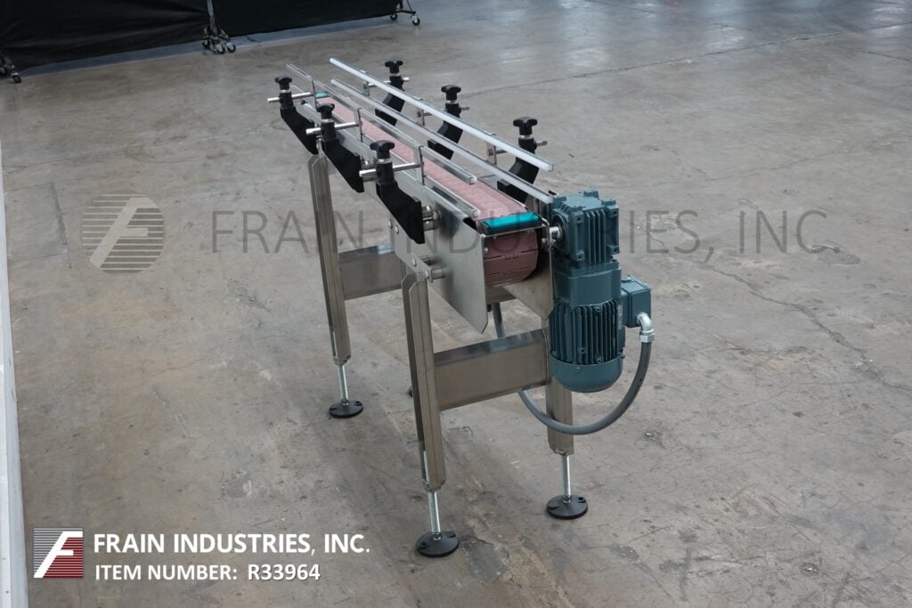 4-1/2" wide x 4.8' long, BMI / Benda, table top conveyor belt, mounted on 4 leg Stainless Steel frame - Image 2